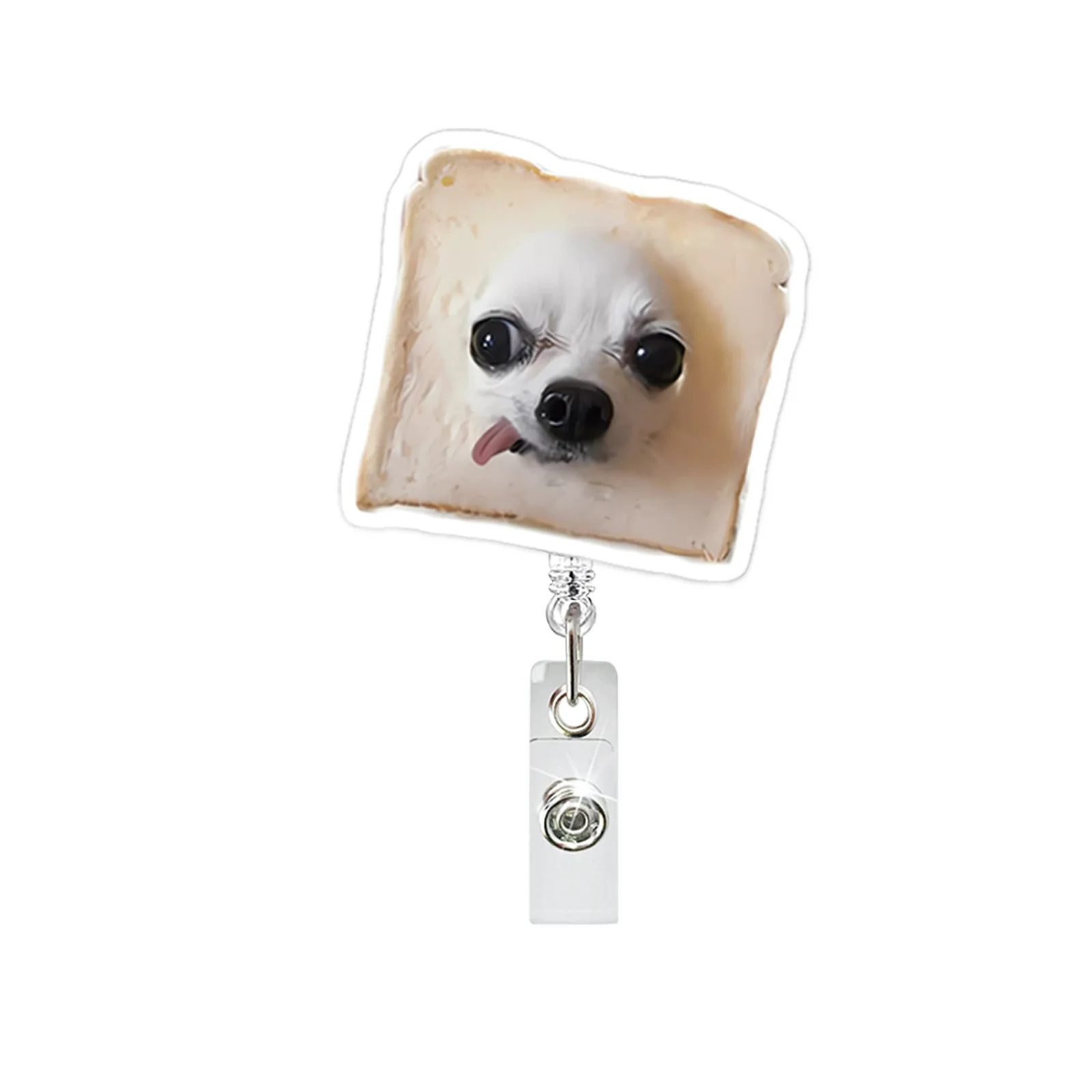 Funny Cat Expression Retractable Hospital Nurse Badge Holder Reel Cute Cartoon Meow Id Tag Work Card Holder Keychains