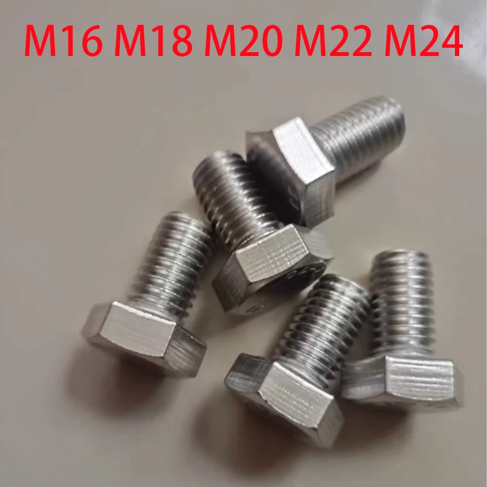 1Pcs M16 M18 M20 M22 M24 304 Stainless Steel External Hexagon Head Screws Full Threaded Outer Hex Head Bolts Screw Length60-85mm