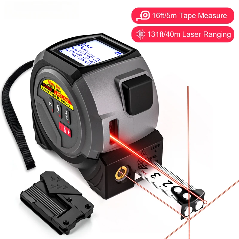 Hot-Selling 3-In-1 Laser Rangefinder 5m Tape 60M/196Ft/40M/131Ft Hand-Held Laser Measuring Instrument Tool Reticle Laser Level B