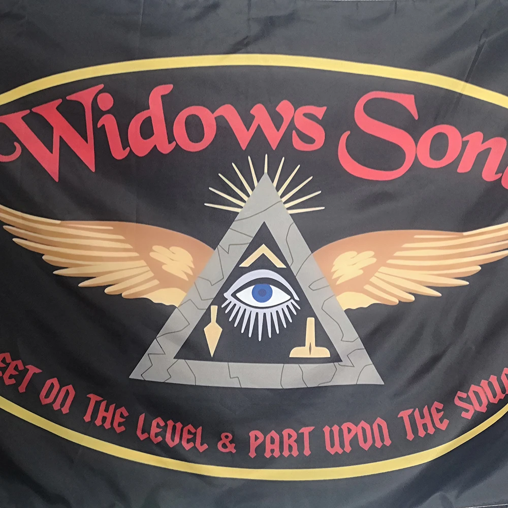 Widows Sons Masons Union Masonic Flag  Polyester Shaft Cover Brass Grommets Design Outdoor Advertising Banner Decoration Party