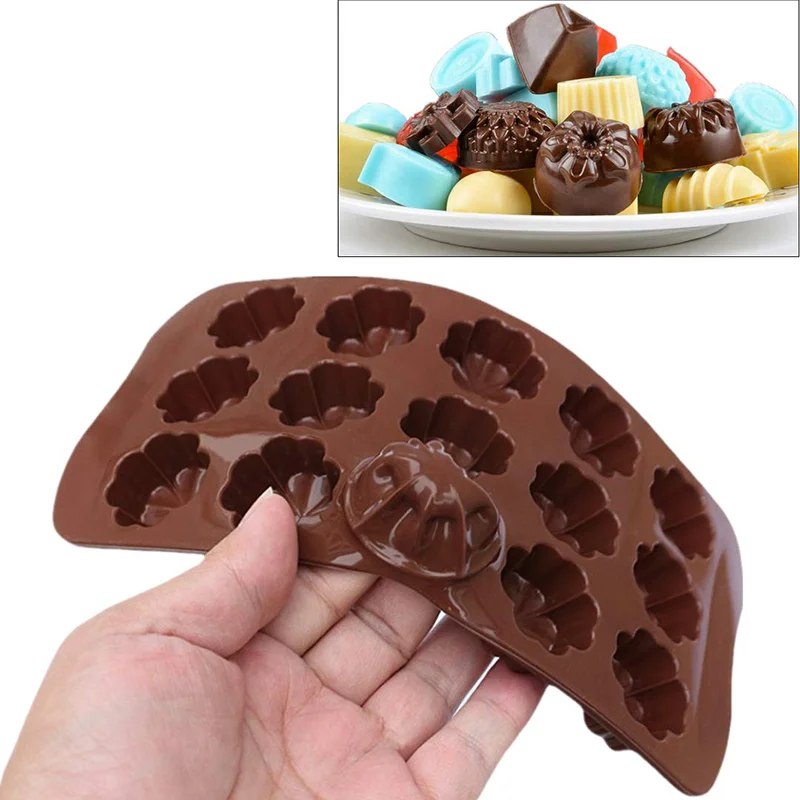 4Pcs Chocolate Molds Set Rose Flower Heart Chocolate Mould Waffle Candy Ice Cube Jelly Handmade Soap Cake Decoration Baking Mold