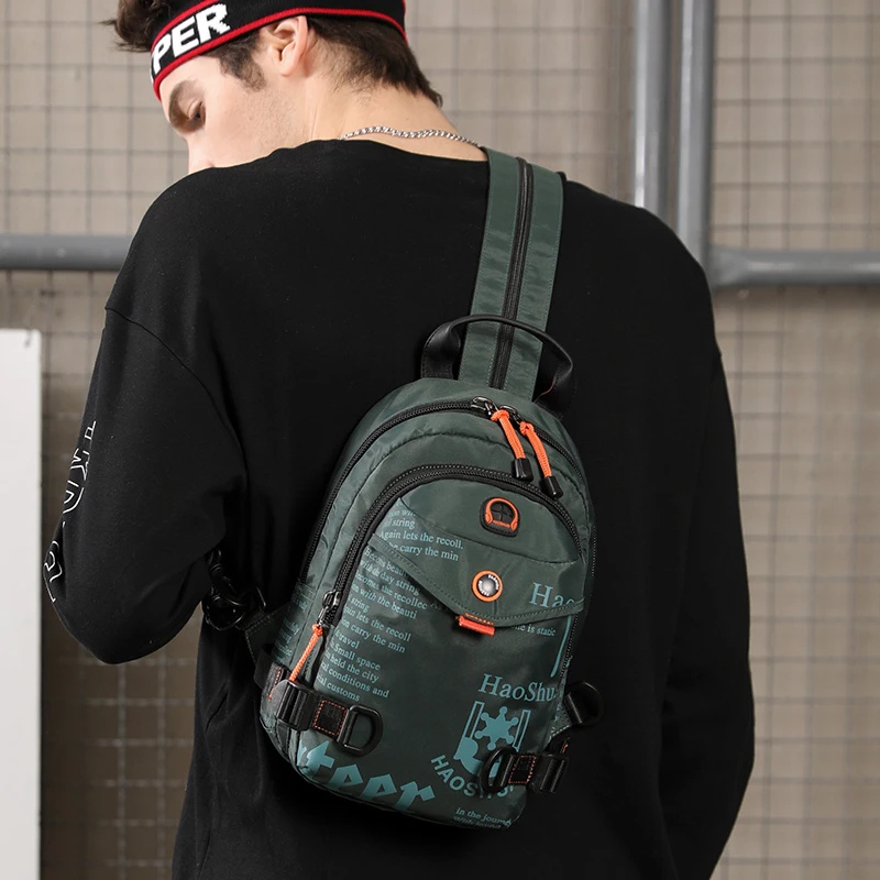 Multifunction New Men Chest Bag Male Nylon Shoulder Bag student Travel school letter pattern Crossbody Bag Bolsas