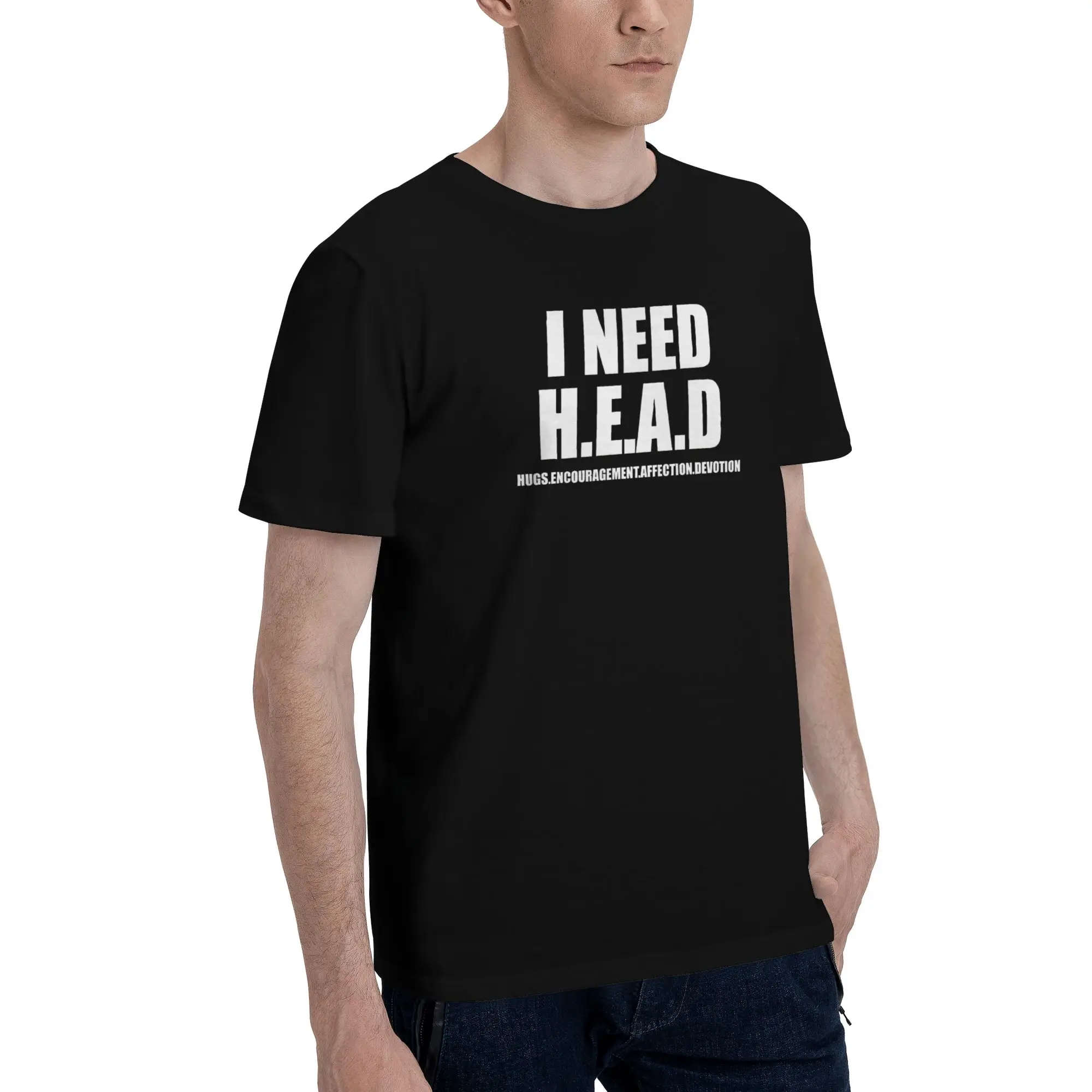 1 Piece Affection Funny Graphic 100% Cotton T-Shirt I NEED HEAD Tees Tops For Men