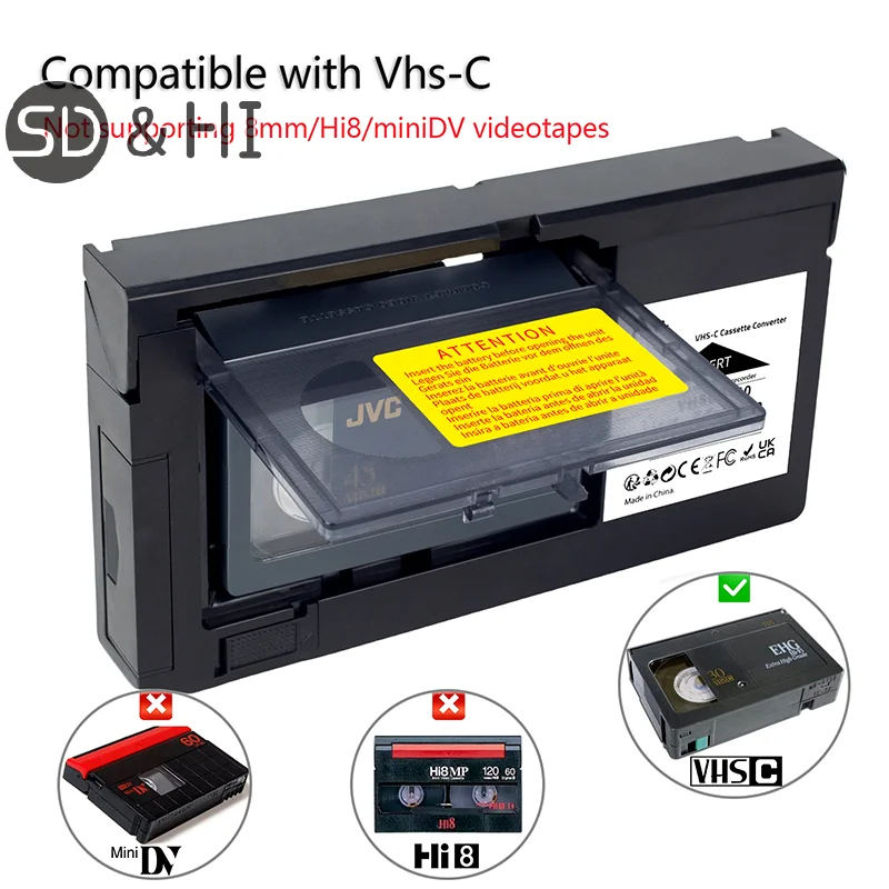 For VHS-C SVHS Camcorders Motorized VHS Cassette Adapter Not For 8mm/MiniDV/Hi8 VHS-C Cassette Adapter