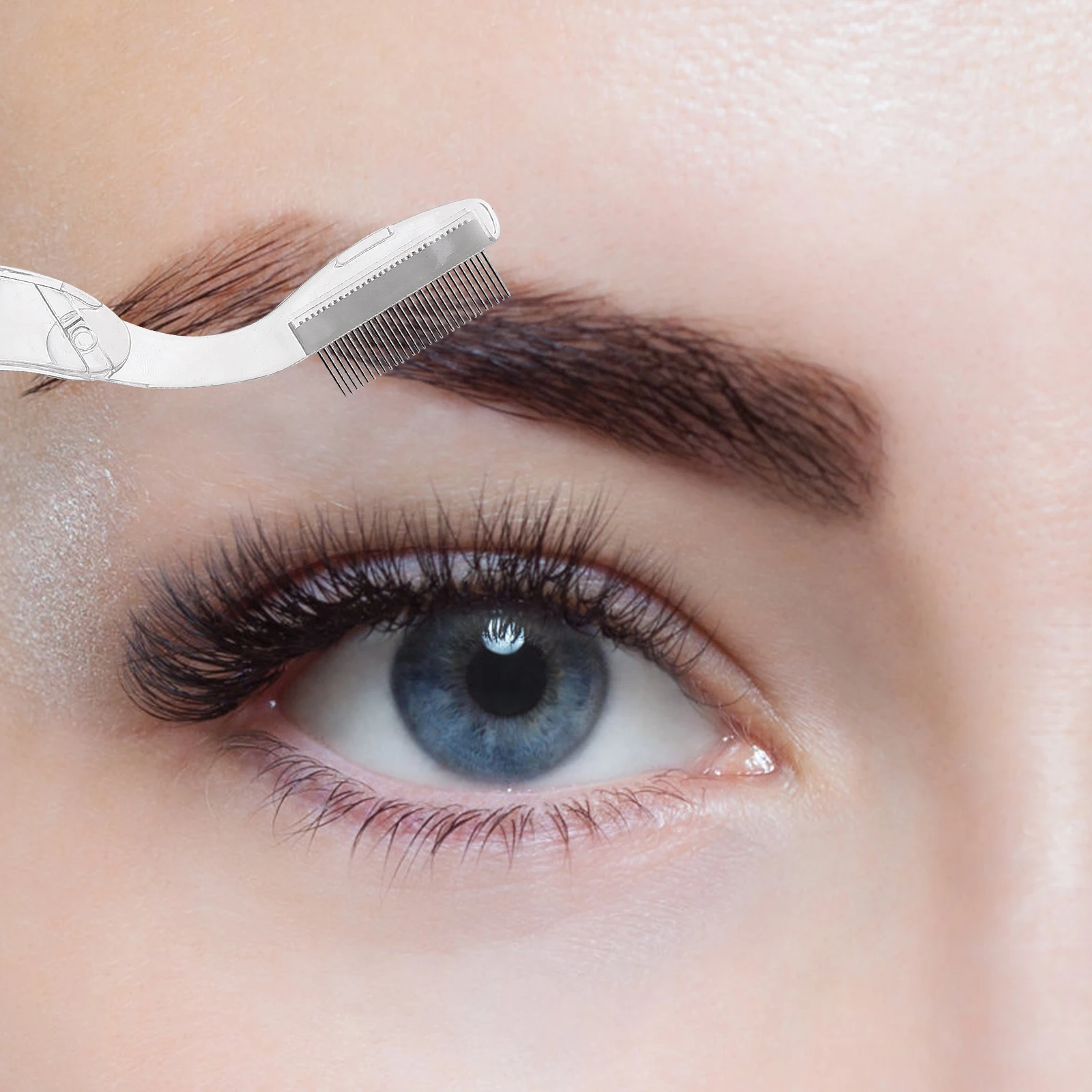 2 قطعة مشط الحاجب والرموش أداة فاصل الرموش المعدنية فرشاة ماكياج محمولة لتشكيل جمال الأسنان الكثيفة المصنوعة من الفولاذ المقاوم للصدأ #6