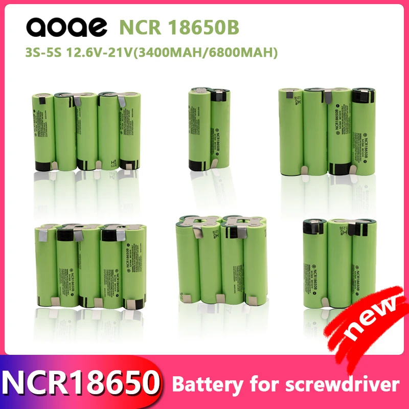 3S1p 1s3p 4s1p 4s2p 5s2p 5s1p 12.6V-21V NCR18650B battery pack, 18650 3400 mAh battery, suitable for 18V screwdriver batteries