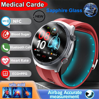 2025 New Medical Grade Air Pump Airbag Smart Watch Men Blood Sugar Lipid Uric Acid ECG+PPG Bluetooth Call NFC Health Smartwatch