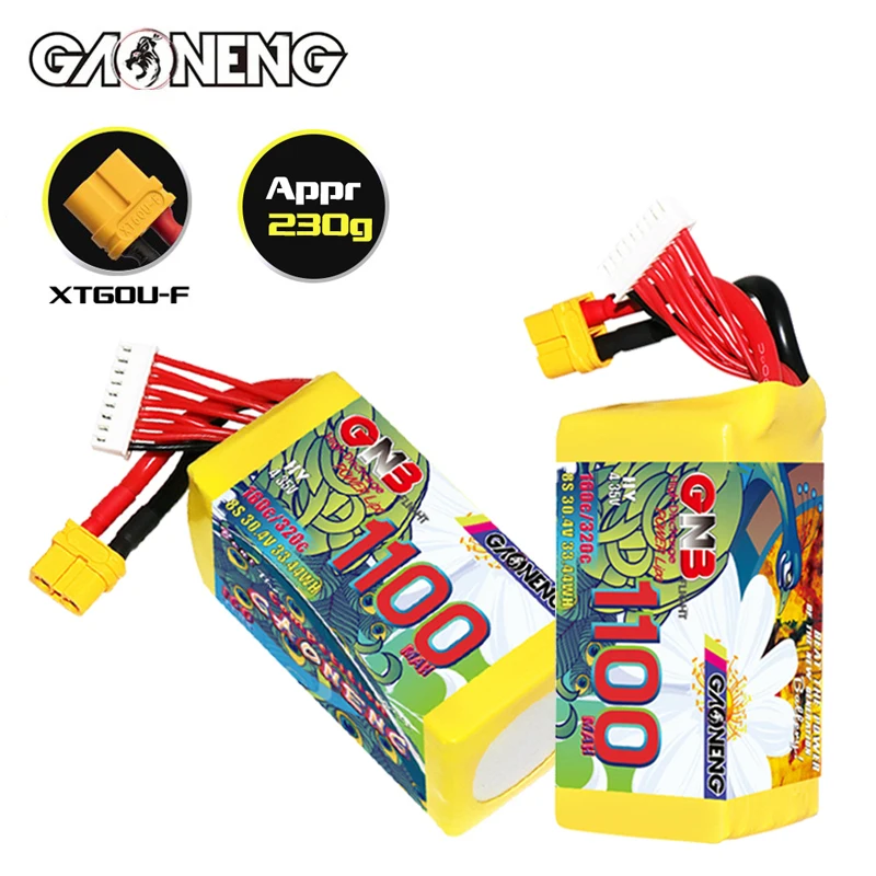 GNB LiPo Battery 8S 30.4V 1100mAh 160C/320C With XT60 Plug for FPV Racing Drone Quadcopter Helicopter Airplane RC Parts Hoppy