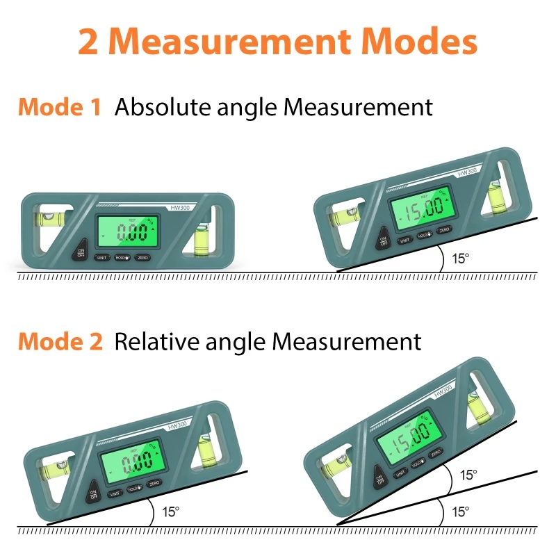 Portable Inclinometer Digital Protractor Angle Finder Level Inclinometer Magnetic Bottom Relative & Absolute Measurement M4YD