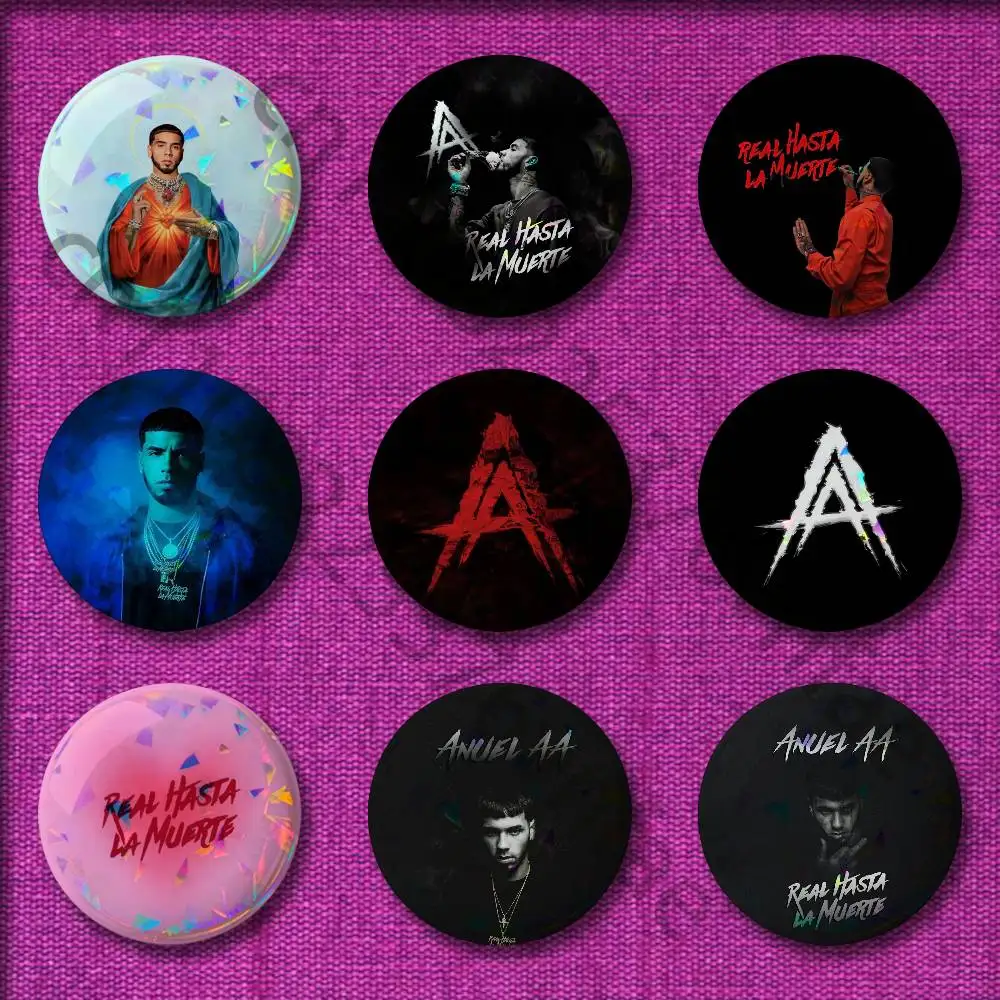 

A-Anuel AA Real Hasta la Muerte Badges Badge 32mm 25mm 44mm 75mm 58mm Round Pin Brooch Souvenir Cosplay Gift Decorations