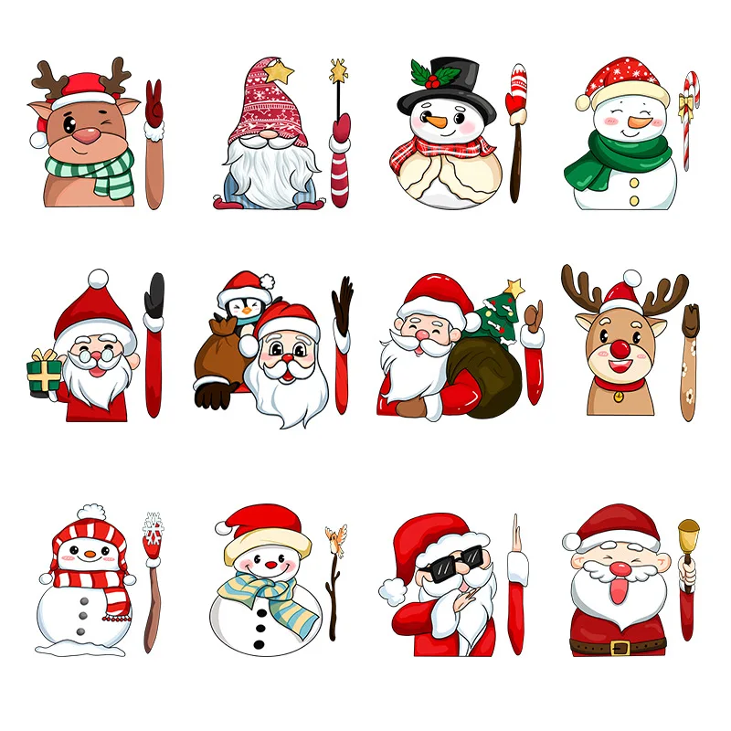 Cute cartoon Christmas theme PVC waterproof car sticker wiper sticker window glass sticker detachable no glue residue