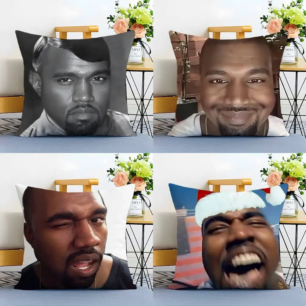 مضحك K-Kanyes W-Wests كيس وسادة مكافحة الغبار المخدة غير مرئية سستة حريري أفخم أريكة #1