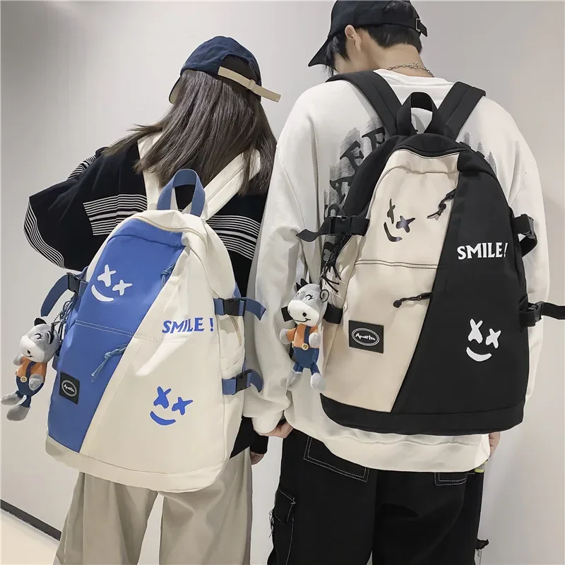 

Backpacks Stitching Contrast Color Large-capacity School Backpack for College Students New Japanese School Backpack Women Men