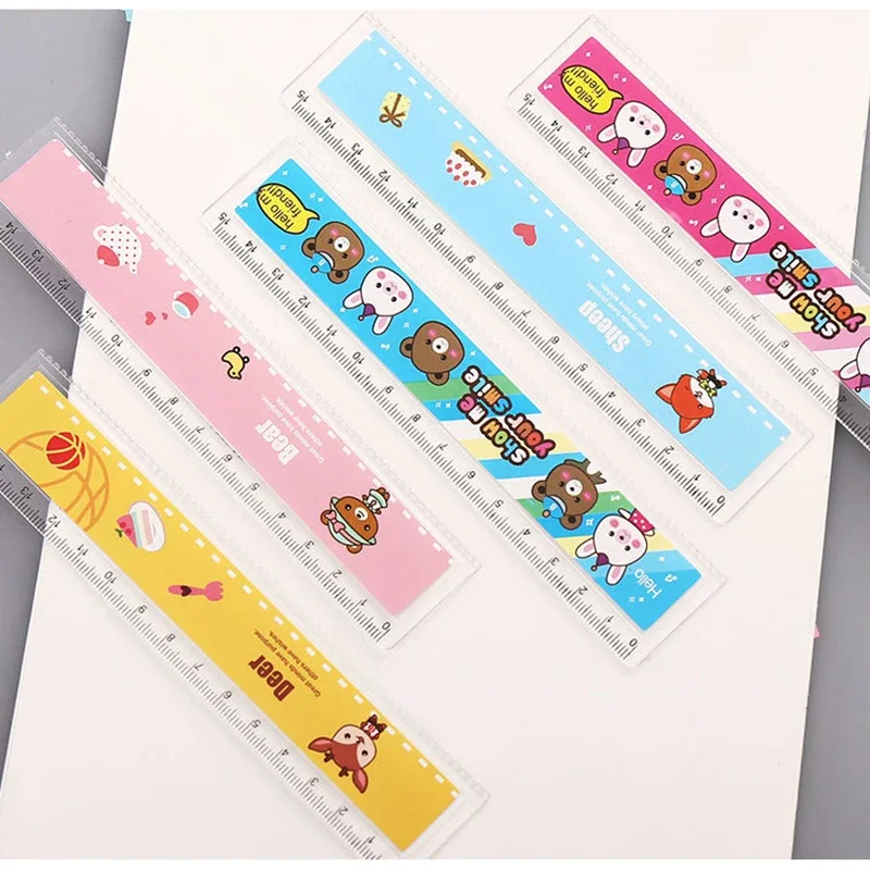 50pcs Ruler 15cm Cute Cartoon Ruler School Useful Study Supplies Kids Cute Stationery Items Wholesale Stationery Craft Supplies