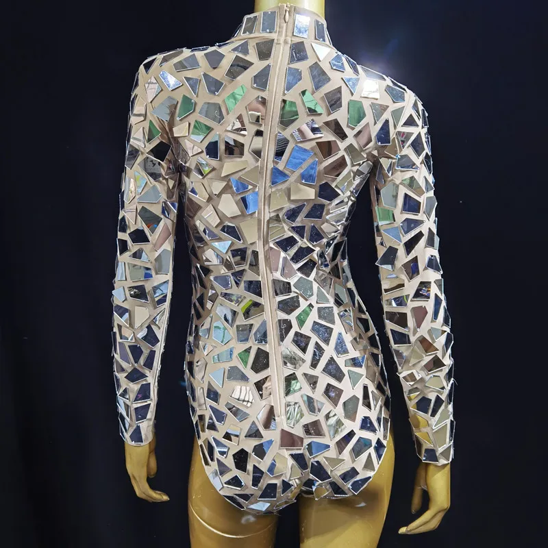 Elastyczne Rajstopy Damskie Piosenkarka Tancerka Strój Sceniczny Ubrania Bar Klub Nocny Kostium Taneczny Trykot Sceniczny Błyszczący Kombinezon Lustrzany