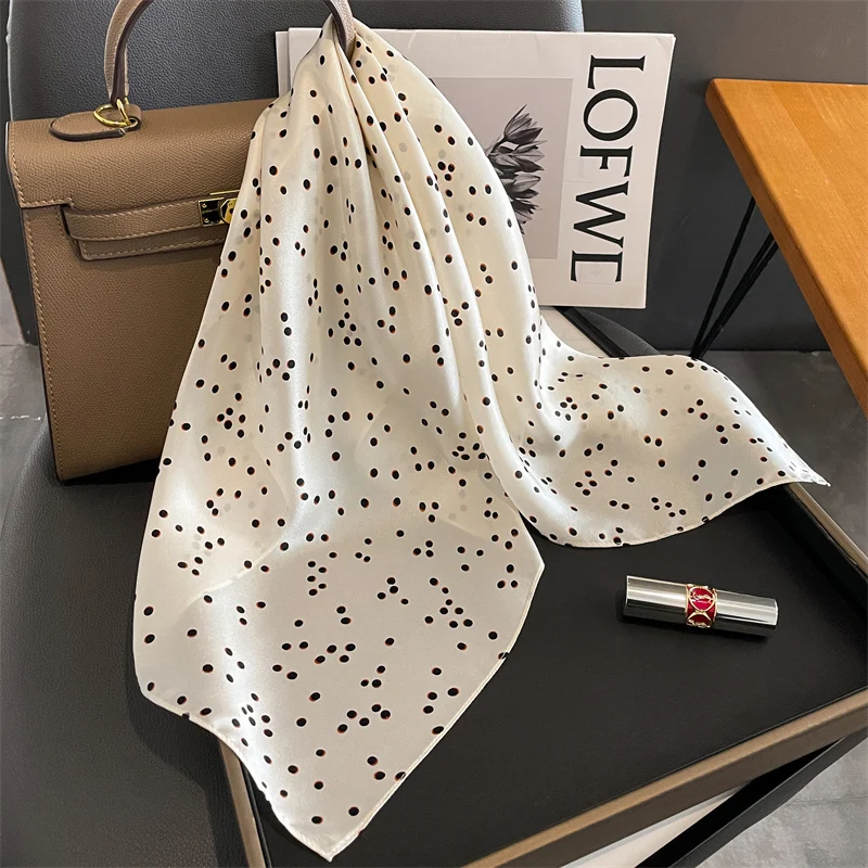 100% Real Silk Scarf New Natural Shawl Wraps Women Ladies Fashion Dot Scarves Foulard Bandana Square Headband Hijab Pashmina