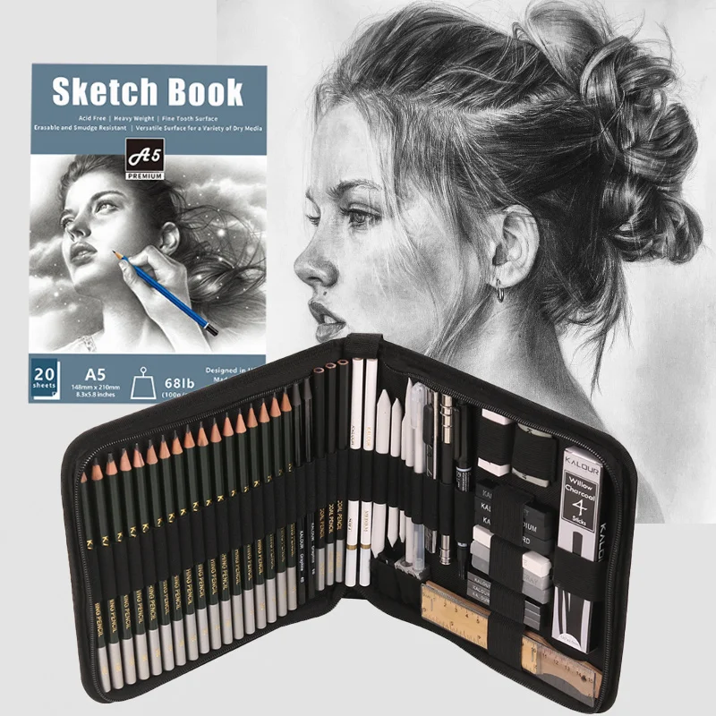 

54 шт., набор карандашей для эскизов, 5H-14B, ластик для карандашей, угольный карандаш для рисования, художественные эскизы, тени, подходят для начинающих, подарок художника
