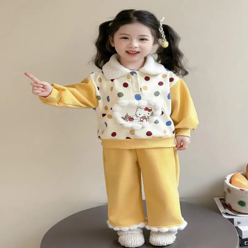 サンリオハローキティ子供綿入りスーツ漫画かわいい-y2k-アニメ子供服アニメ肥厚コートスーツ女の子ギフト