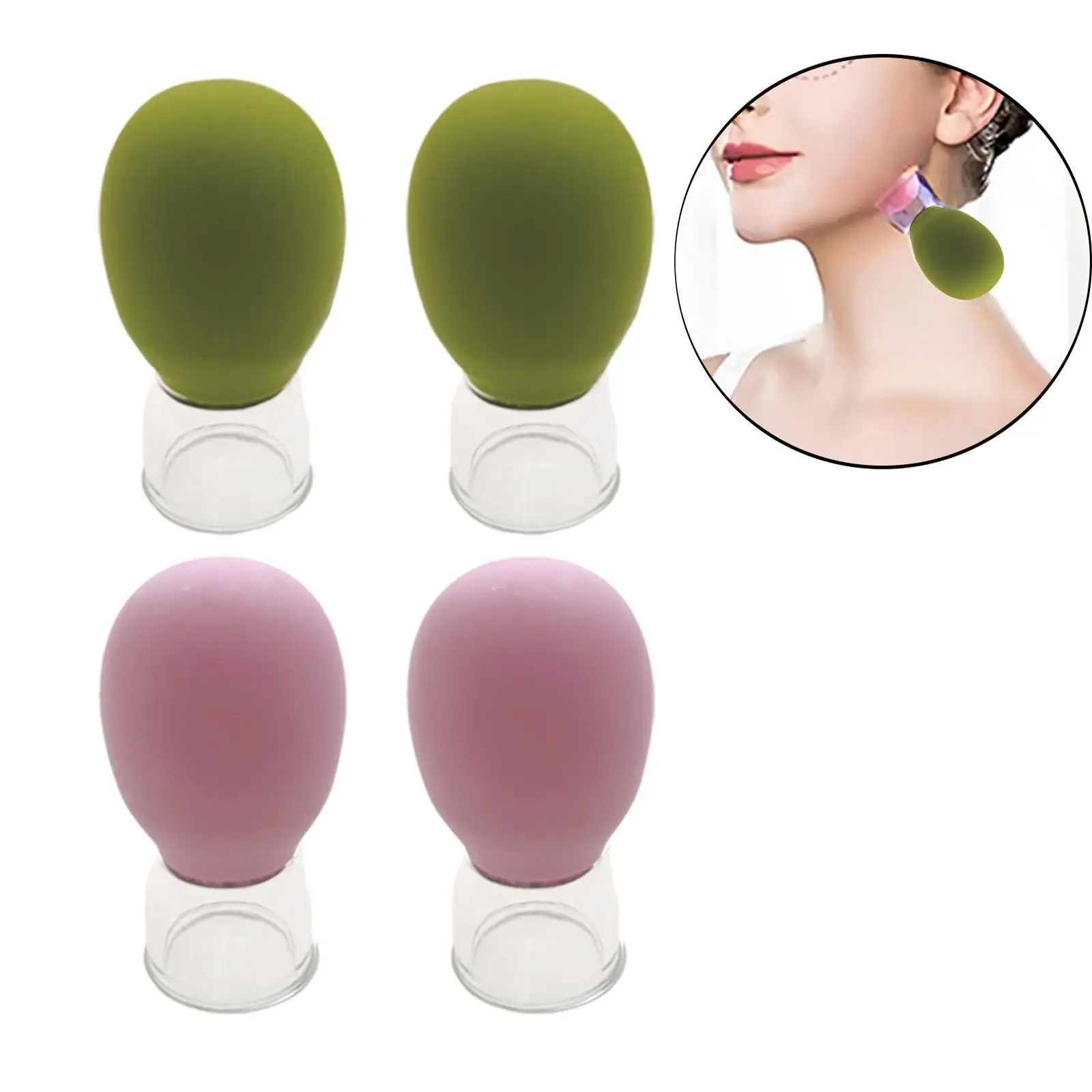 4x Massage Cupping Cups Vacuum Suction Personal Massaging Facial Cupping Set