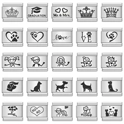 URING Cat Dog Boy Girls Heart Crown Italian Links Charm Fit 9mm Stainless Steel Bracelet Jewelry DIY Making Hand Chain Bangle