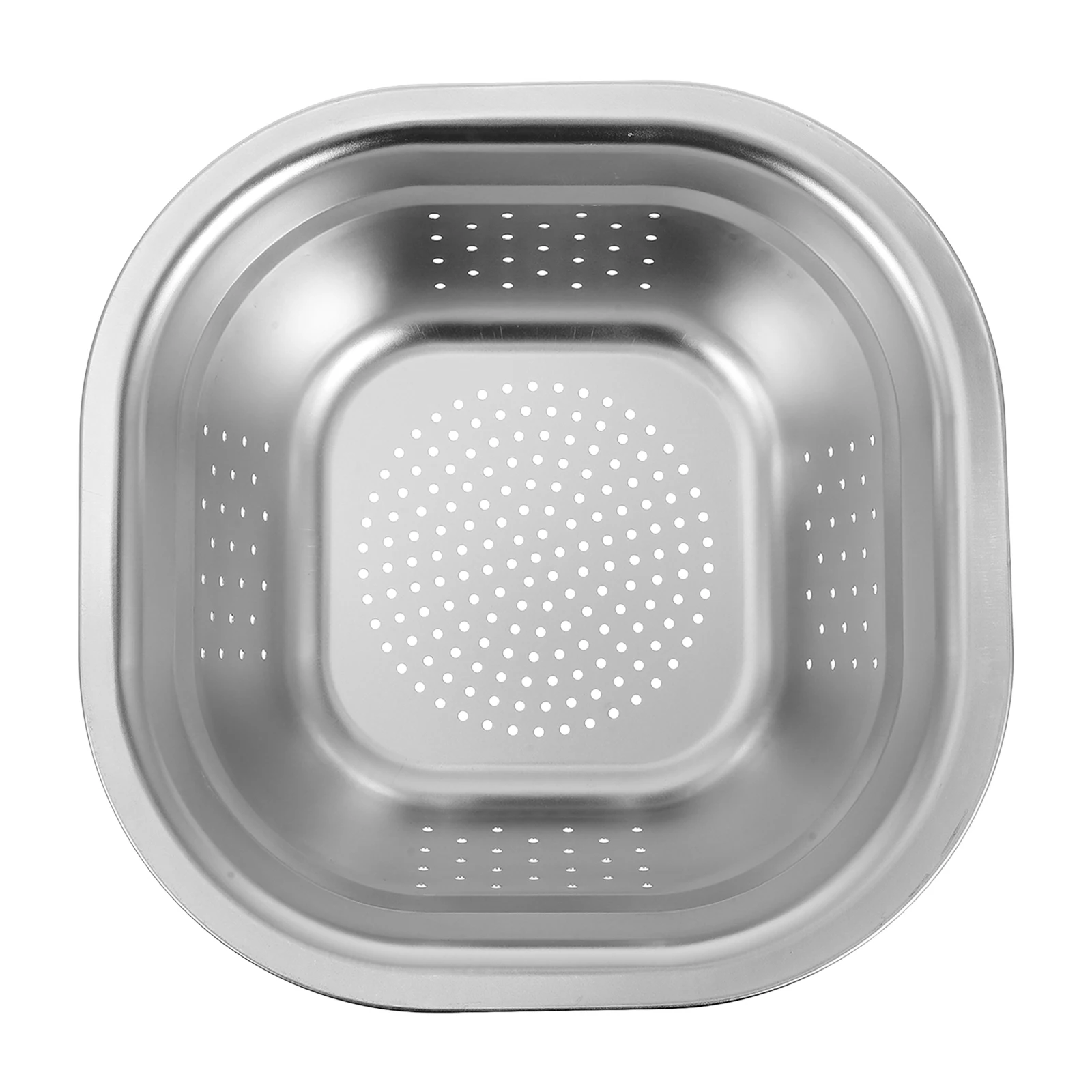 

Thick Stainless Steel Washing Basin 201 Large Capacity Vegetable Fruit Colander Kitchen Drainage Square Metal Bowl Household Use