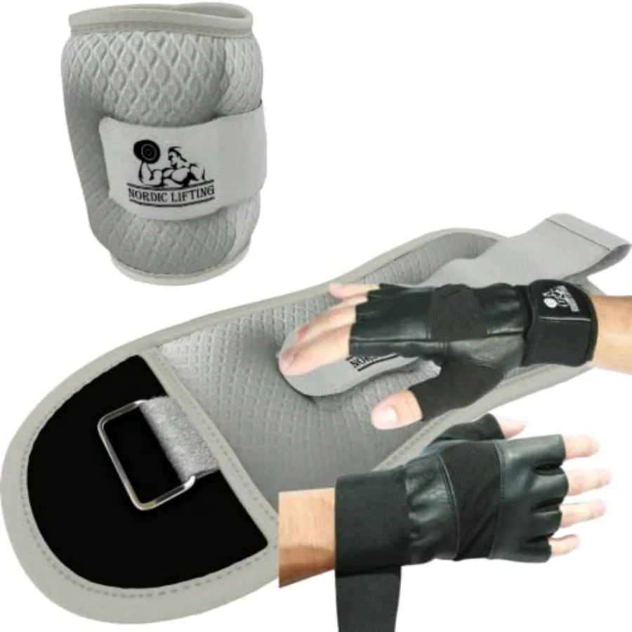 أوزان معصم الكاحل حزمة 2 رطل مع قفازات رياضية XLarge لتدريب القوة وتدريبات القلب في المنزل أو صالة الألعاب الرياضية قابلة للتعديل