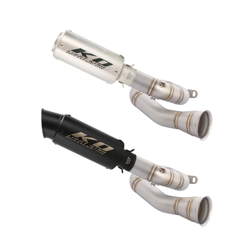 

For Zontes 703RR 2024-2026 703R 2025-2026 Motorcycle Mid Exhaust Link Pipe Slip On Black Muffler Tips DB Killer Stainless Steel