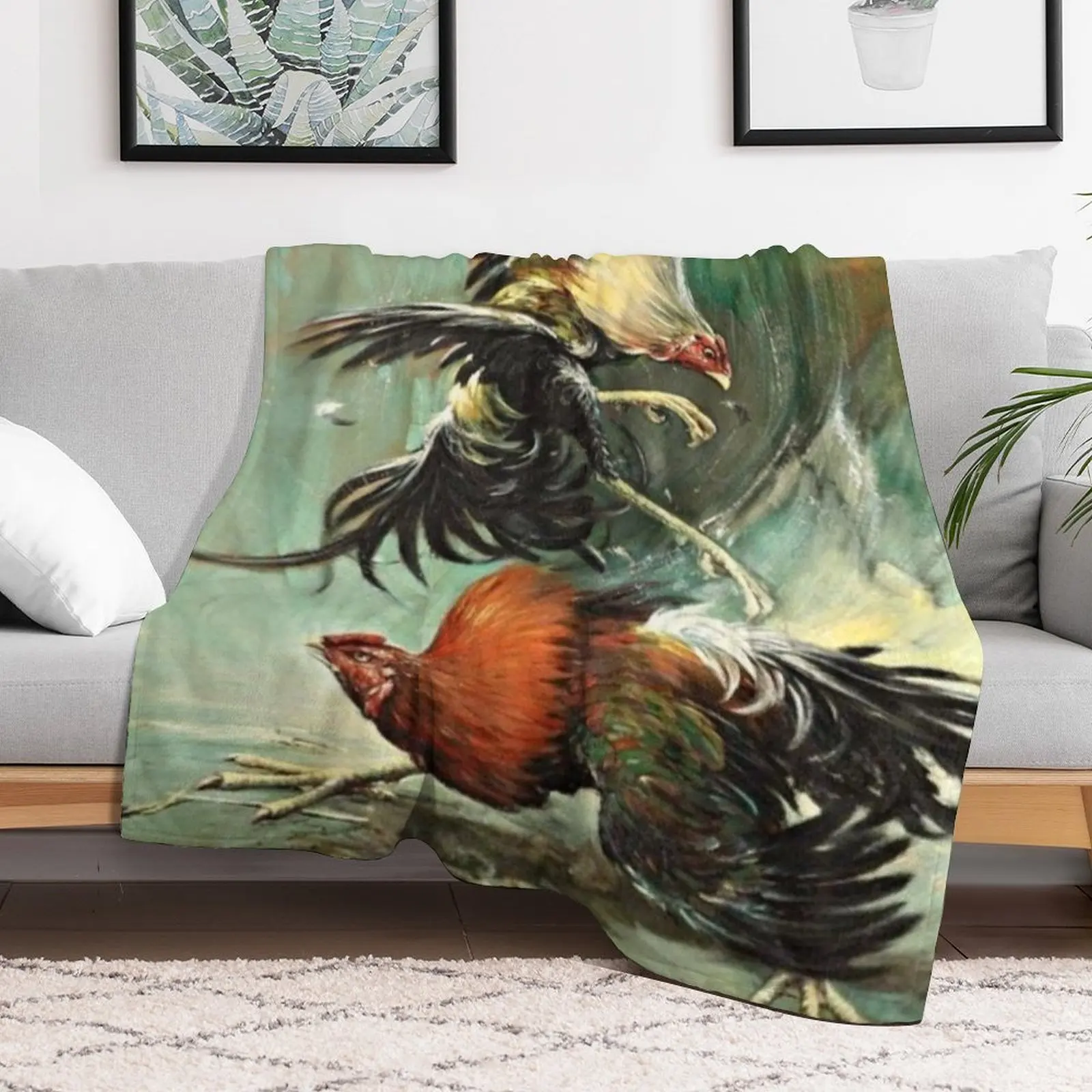 Pelea de gallos, Rooster fight, cock fight Throw Blanket funny gift Quilt Soft Plaid For Decorative Sofa Blankets