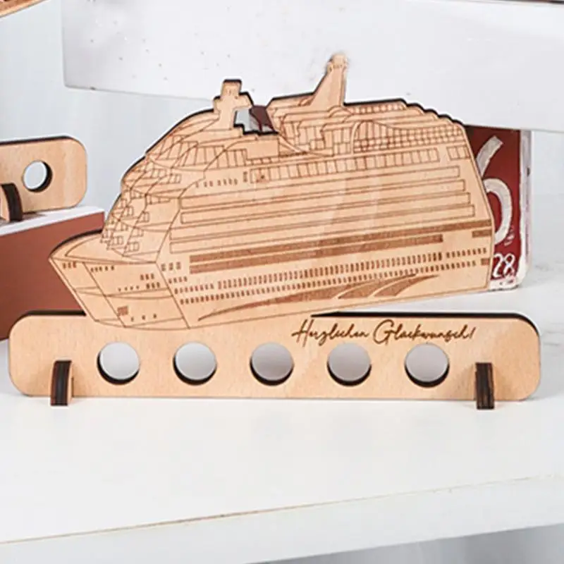 

Ship Shaped Desk Decoration Wooden Ship Ornament Tabletop Pen Organizer For Children Kids