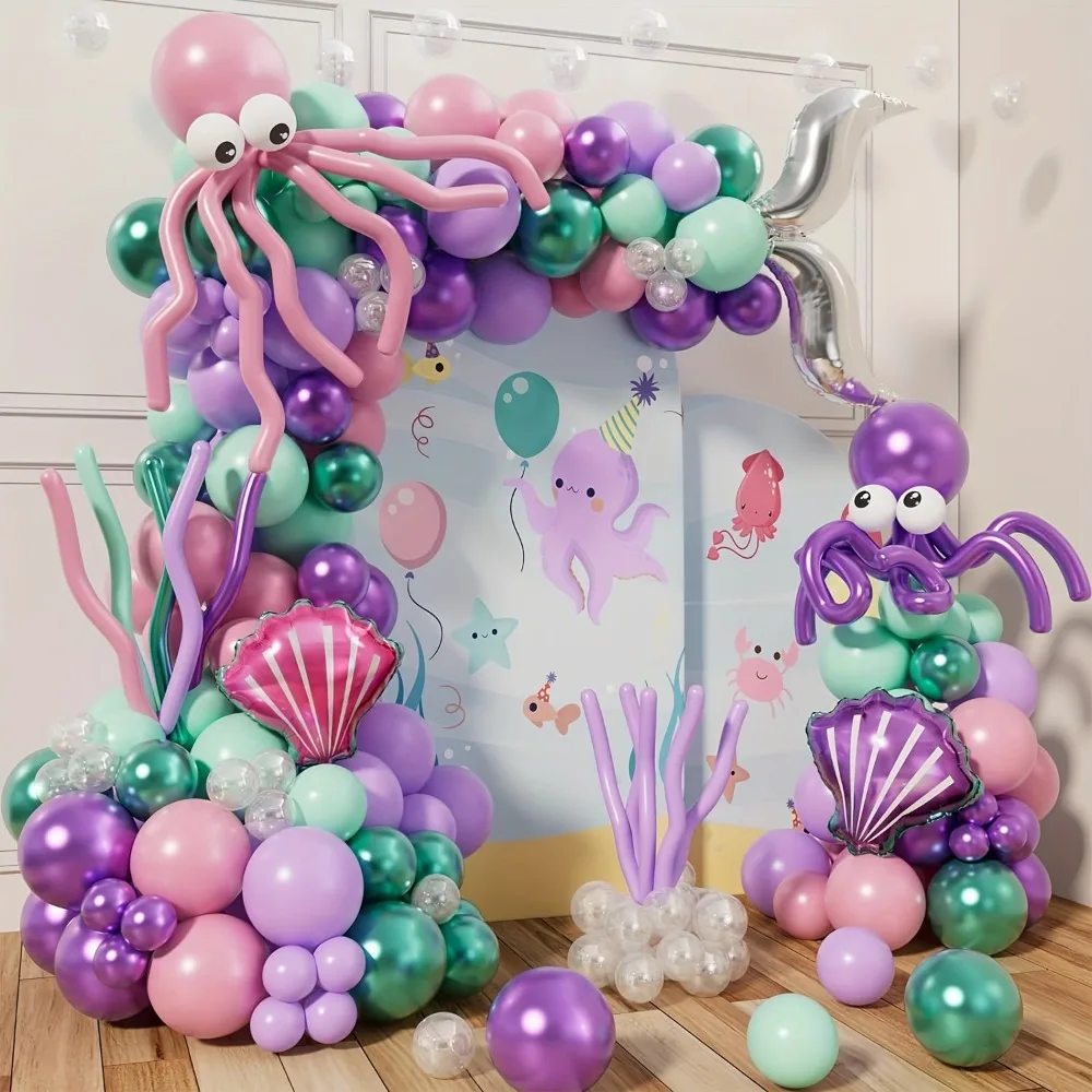 159PCS Mermaid Balloon Arch Set Ocean Theme Birthday Party Summer Balloon Decoration Hawaiian Party Decoration Supplies