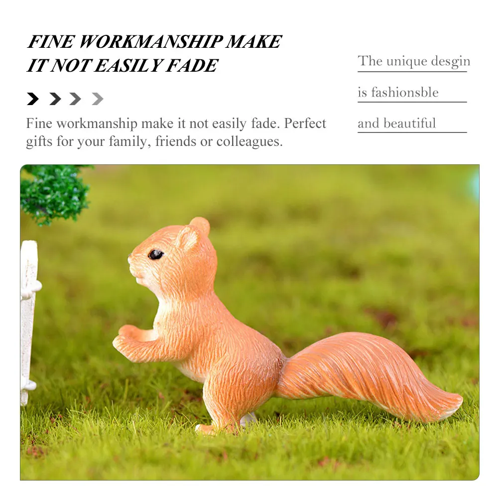 

8pcs Micro Squirrels Decor Squirrel Figurines Miniature Garden Ornament Durable Pvc Craft Bright Color Landscape Adornment For