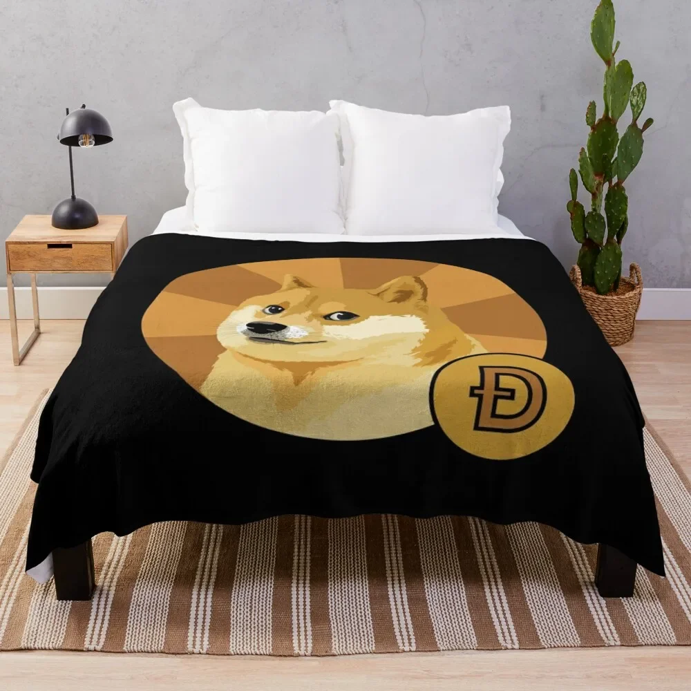 The Official Dogecoin Cryptocurrency Throw Blanket Nap Shaggy manga Travel Blankets