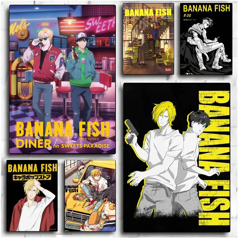 Affiche Anime B-Banana F-Fish Aucune perçage requise ne laisse aucune marque Les autocollants autocollants peuvent être appliqués à n'importe quelle surface