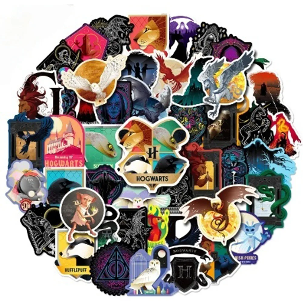 50 Uds. De pegatinas bonitas de Harry Potter, calcomanías de animales de dibujos animados de Hermione Ron, álbum de recortes para teléfono, equipaje, pegatina para ordenador portátil, juguetes para niñas, regalos