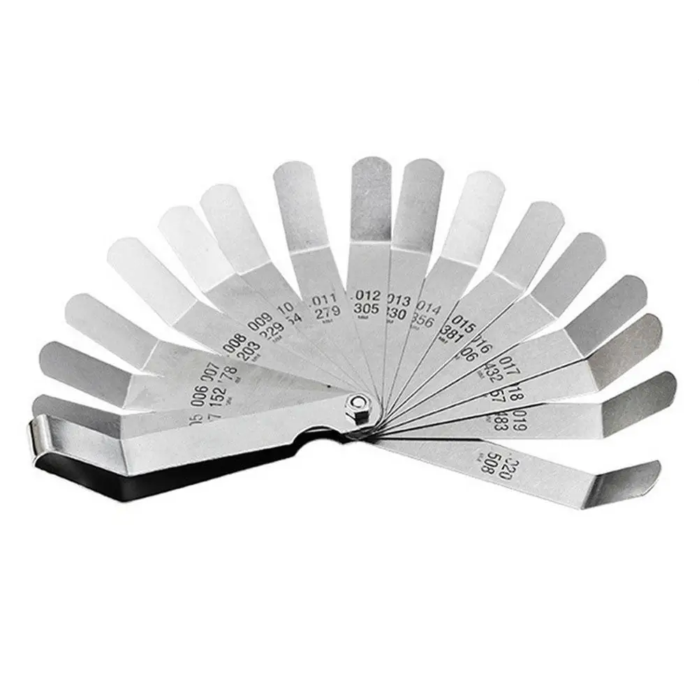 Hot! 1 Set For 16 Blades Feeler Gauge 0.05 To 1mm Thickness-Curved Stainless Steel Gap Metric Filler Feeler Gauge