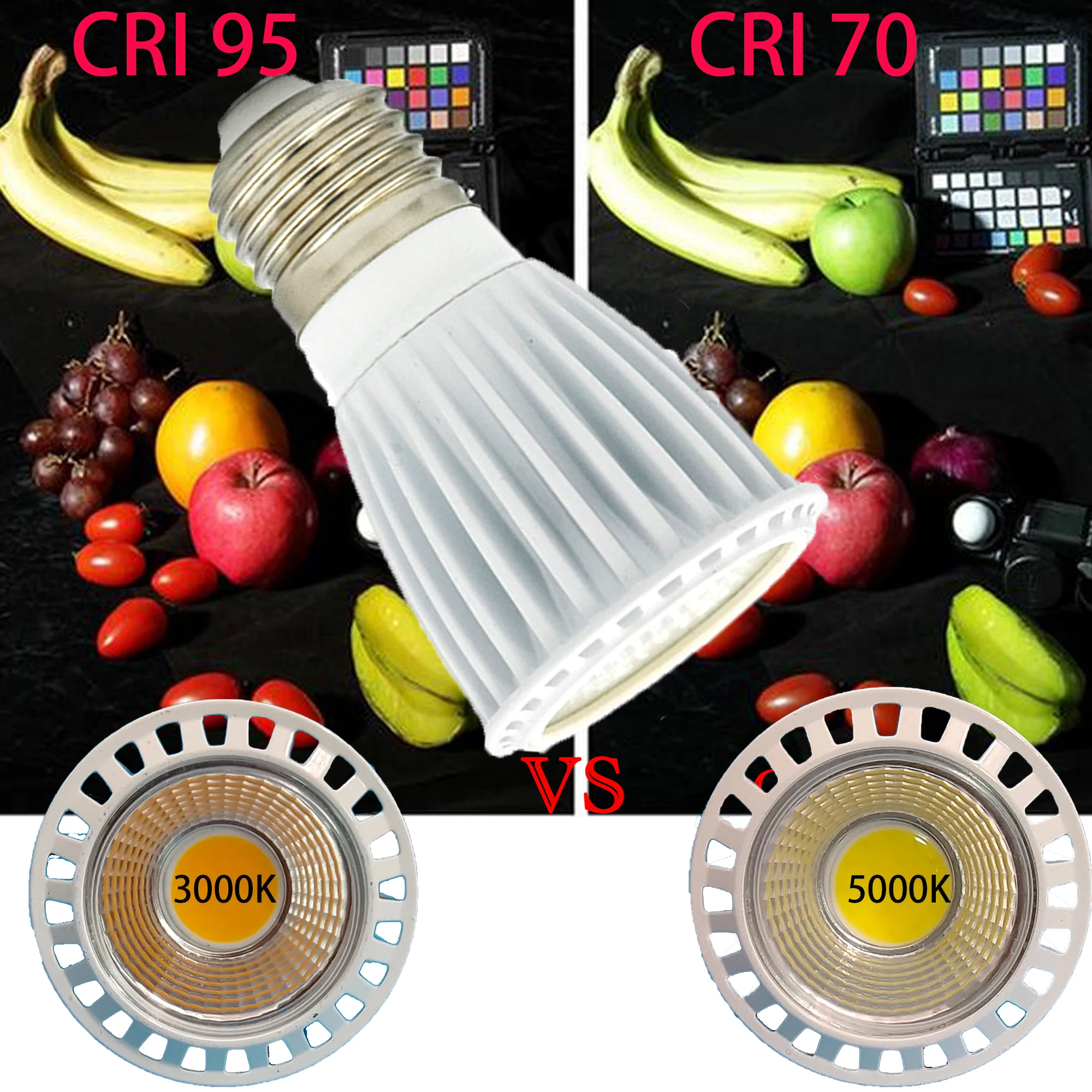 

HIGH CRI RA95 High Brightness 7w 500lm-700lm E27 100-240V AC Cob Led Spotlight Led Lamp Bulb Lights for Photo Photograph