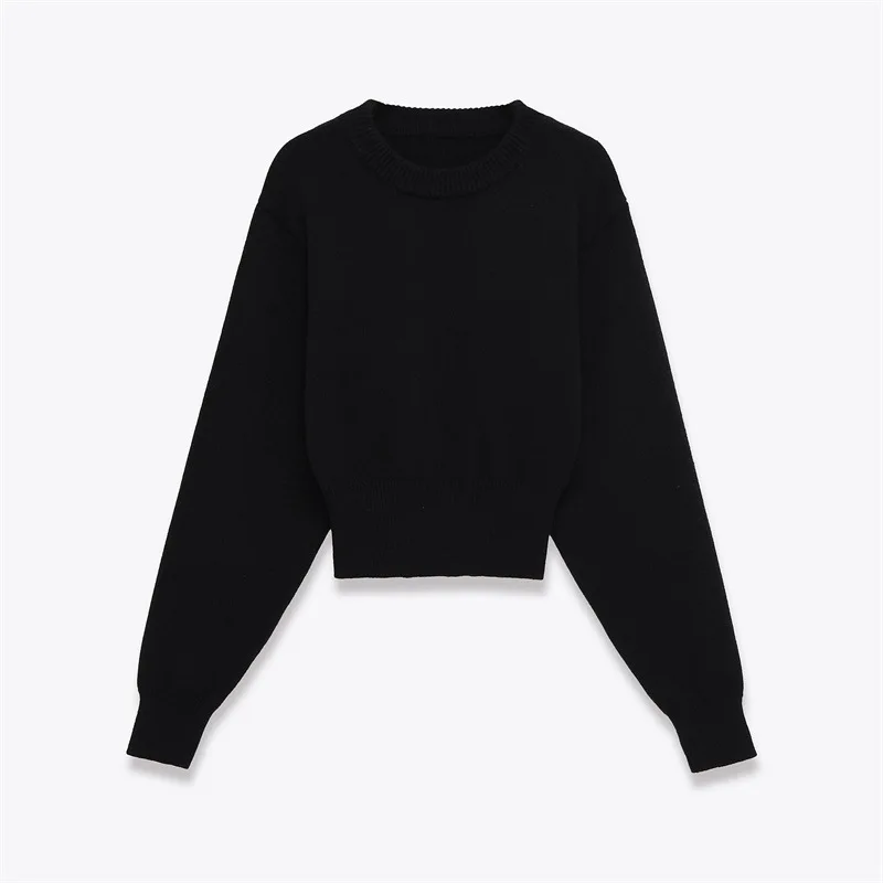 Autumn New Women's Fashion Versatile Crew Neck Long Sleeve Flat Needle Knitted Sweater
