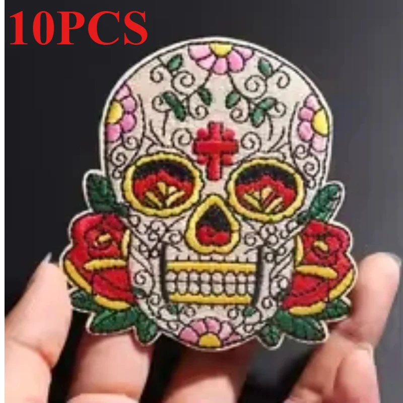 

10PCS Wholesale Lots/set of Punk Style Ghost Head Patch Embroidery Cloth Sticker Ironing Clothing DIY Personalized Accessories
