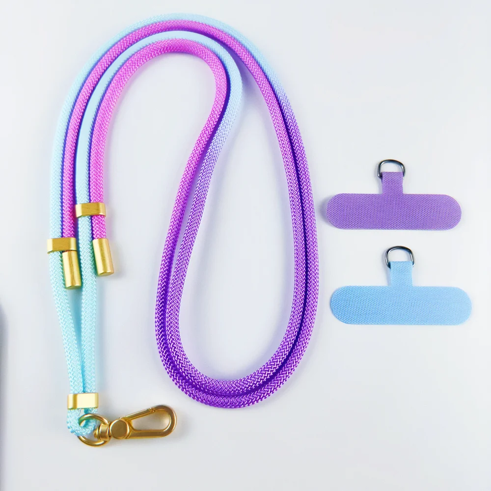 

New Three-color Segment Dyeing Can Be Slanted Adjustable Mobile Phone Lanyard Complimentary 2 Mobile Phone Crossbody Rope