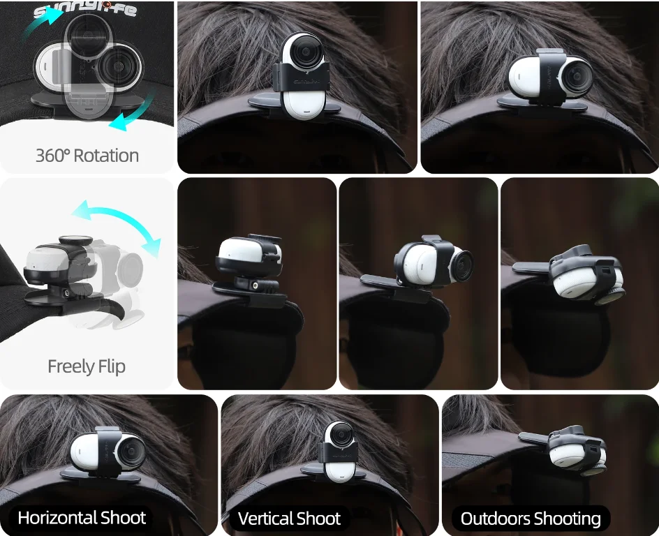 Sunnylife Adjustable Cap Clip For Insta360 GO 3S/GO 3 Anti-shake Protection Fixed Vertical Horizontal Holder Camera Accessories