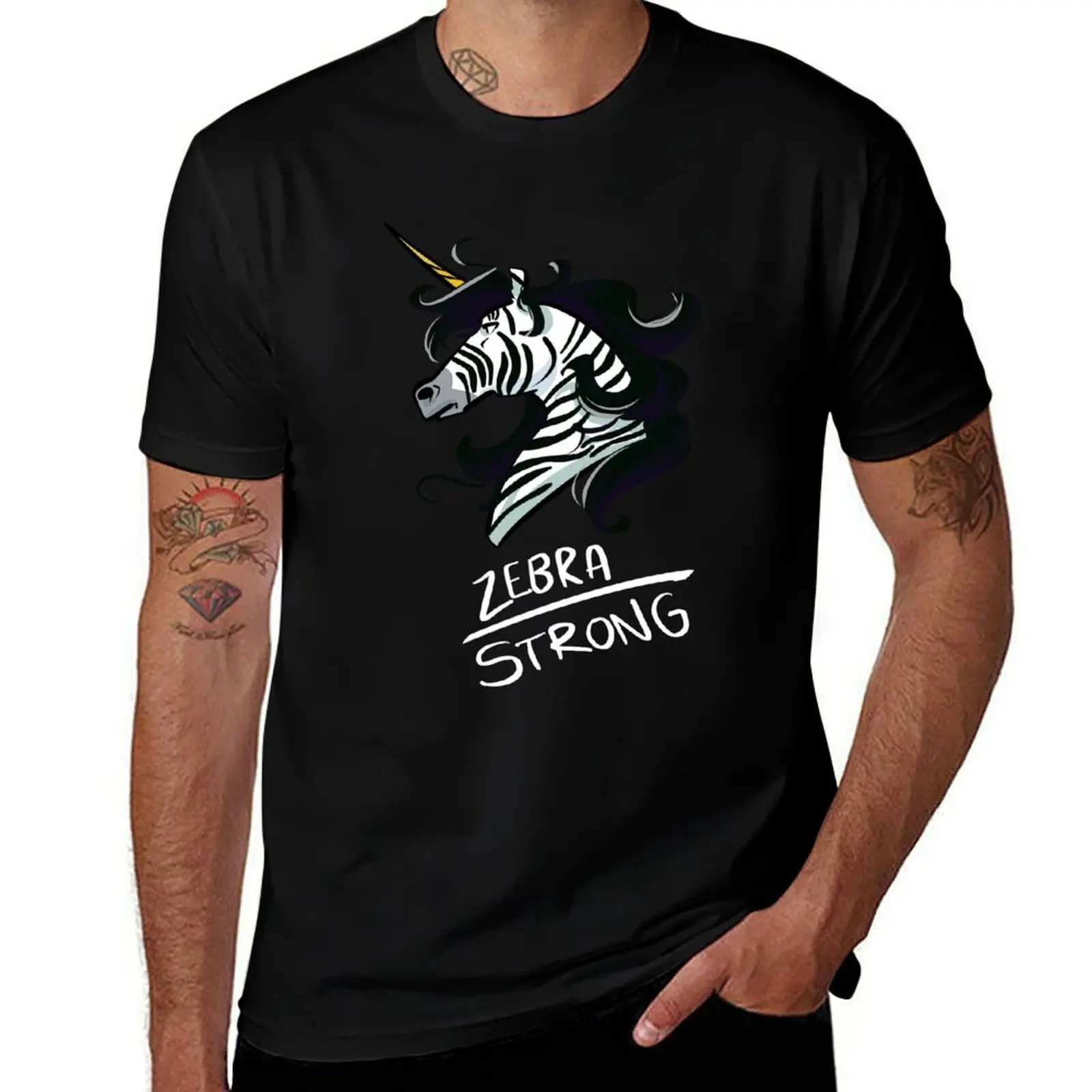 

Zebra Strong Unicorn For Rare Disease Awareness T-Shirt man t shirts cotton man t shirt luxury man t shirt designer T-shirt