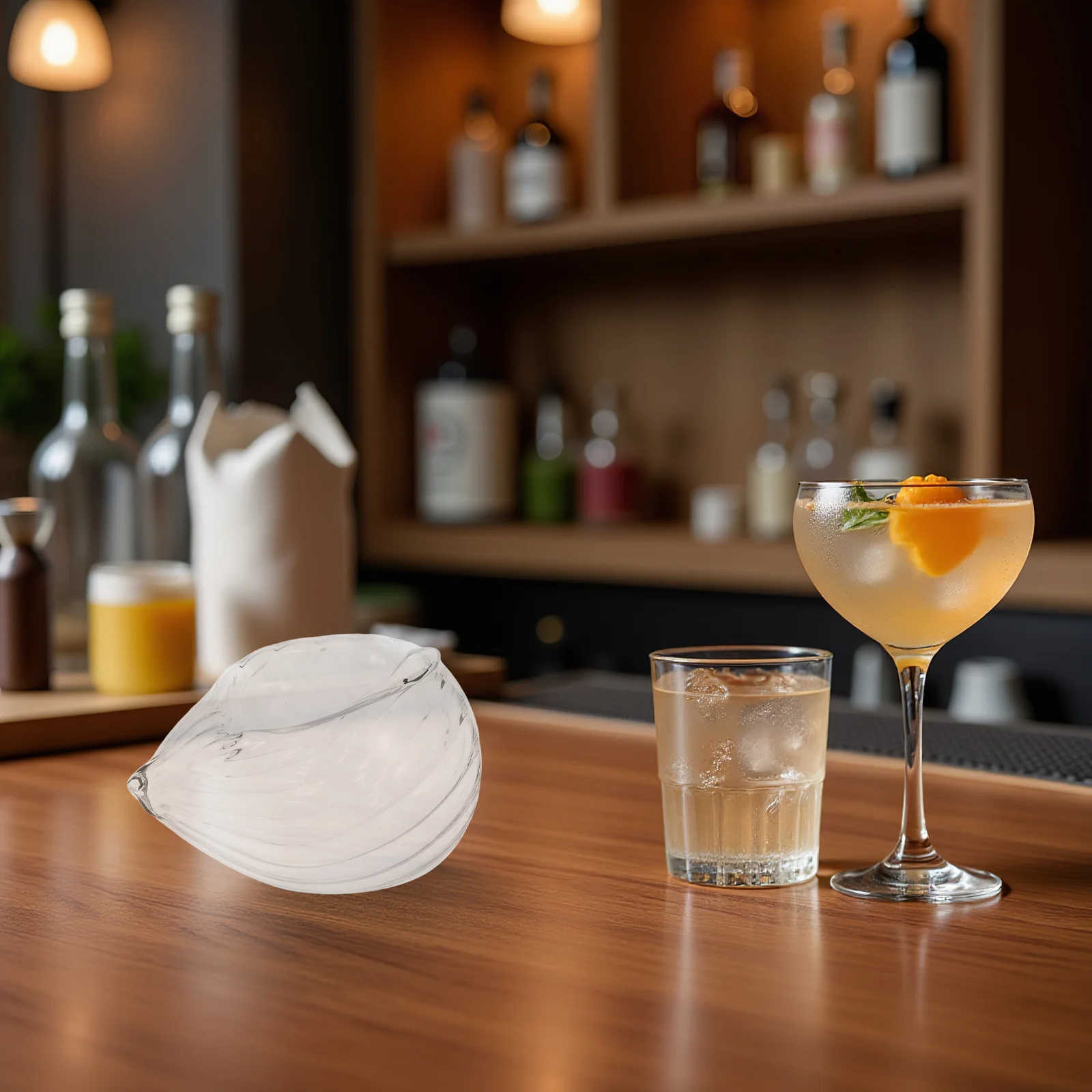 

Clear Conch Shaped Glasses - Creative Cocktail Cup for Juice Wine Beer - Decorative Aesthetic Drinking Glassware for Summer