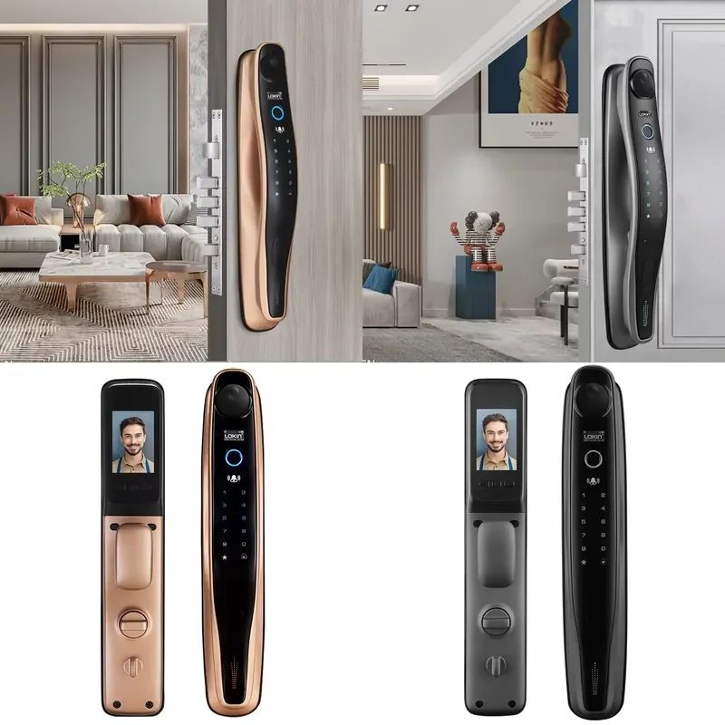 Wholesale Smart Fingerprint Digital Password Electronic Lock 3D Facial Recognition Smart Door Lock With Camera