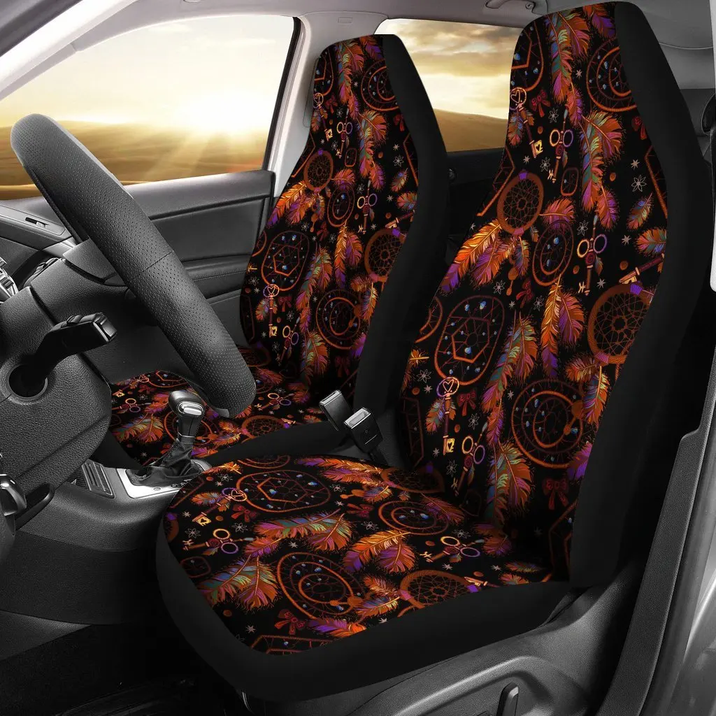 Tribal Dream Catcher Feather Seat Cover Car Seat Covers Set 2 Pc, Car Accessories Car Mats