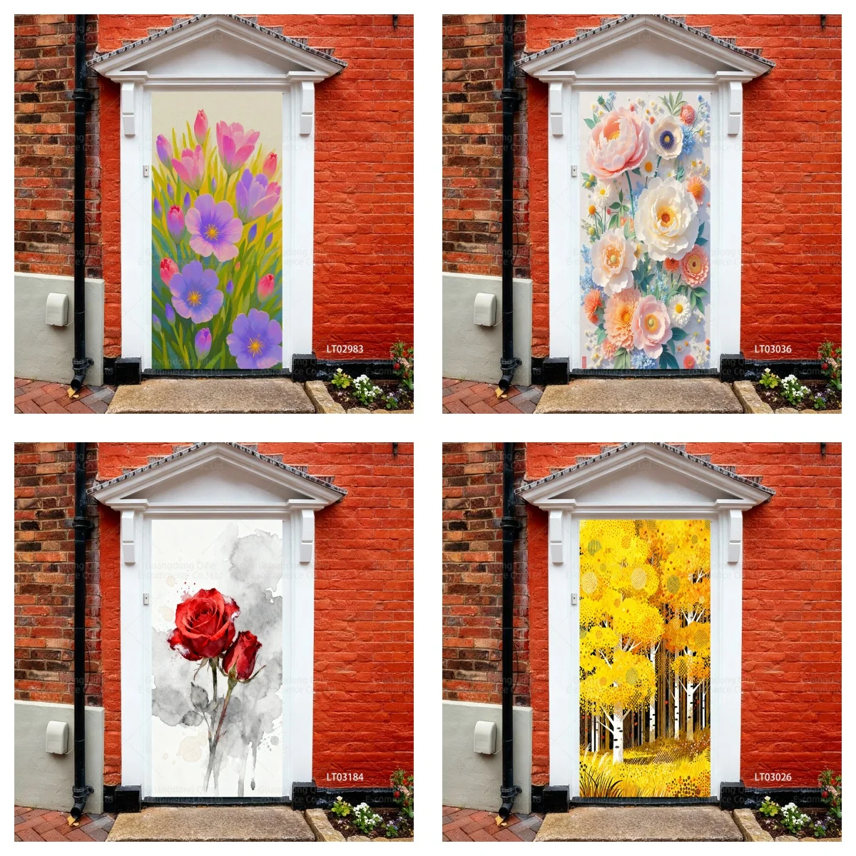 

3D Rose Flower Door Sticker - Decor for Living Room/Hallway/Bedroom Self-Adhesive Waterproof Removable Wall Mural