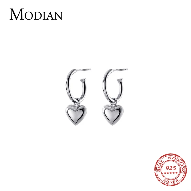 Modian 925 Sterling Silver Romantic Hearts Drop Earrings Classic Wedding Gold Color Dangle Earring For Women Fine Jewelyr Gifts