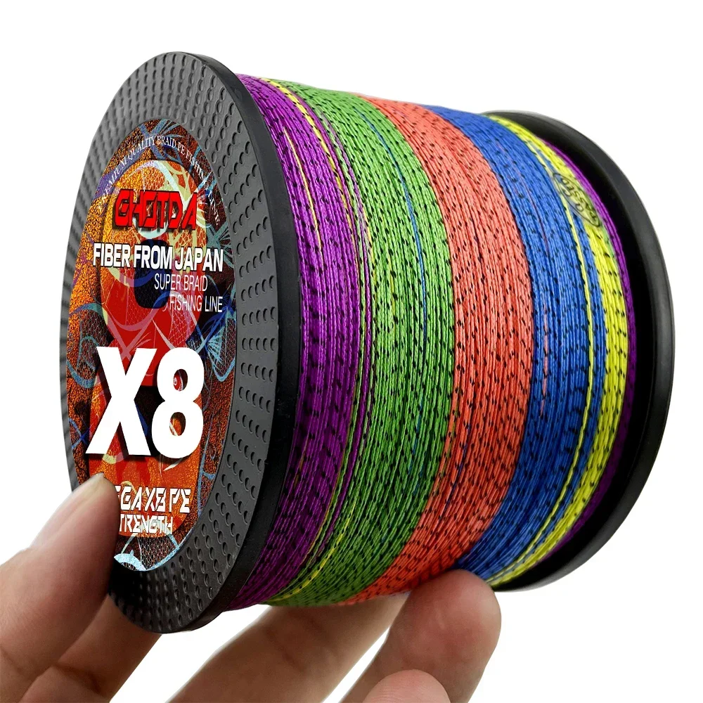 GHOTDA 1000m/500m 8 Strands 8.2-35.8KG Braided Fishing Line PE Multifilament Super Strong Top Raw Silk Wire Lake River Fishing