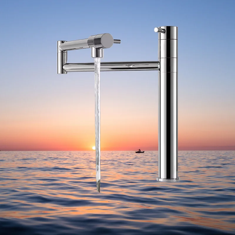 

Chrome Foldable Kitchen Faucet Hot and Cold Sink Faucet Tap 360 Degree Chrome Kithchen Mixer Brass Material Deck Mounted