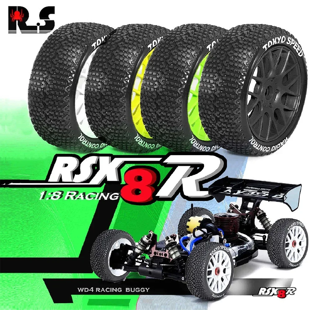 

4PCS RC Buggy Tires 17mm Adapter 110*45mm Off-road Tires Wheels For 1/8 RC Electric Model Cars Tekno X8R Mugen Accessories