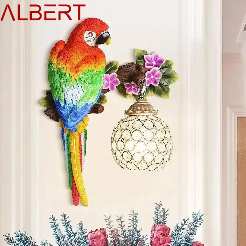 ALBERT Modern Parrot Wall Lamp LED Indoor Creative Lifelike Resin Sconce Light for Home Living Room Corridor Decor